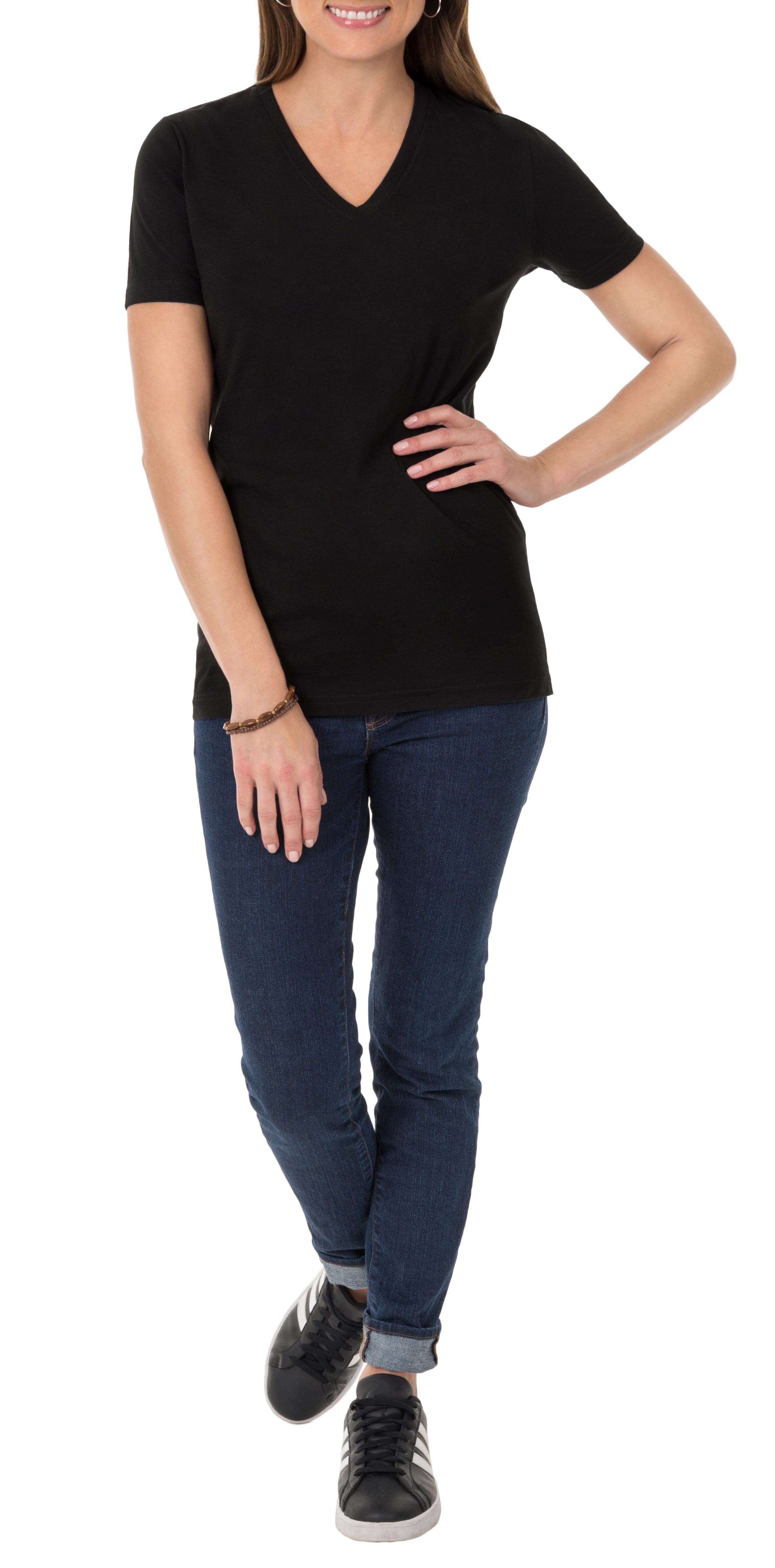 Time and Tru Women's Essential Short Sleeve V-Neck T-Shirt