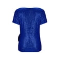 thumbnail image 6 of BLVB Womens Sequin Tops Short Sleeve Sparkly Shirt V Neck Glitter Party Club Blouses Dressy Concert Outfits, 6 of 7