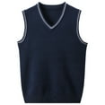 thumbnail image 3 of Bcfgryg Winter Sleeveless Knit Sweater Vest Solid Color Business Casual Layering Piece For Wear Men Sleeveless Vest Blue XL, 3 of 3
