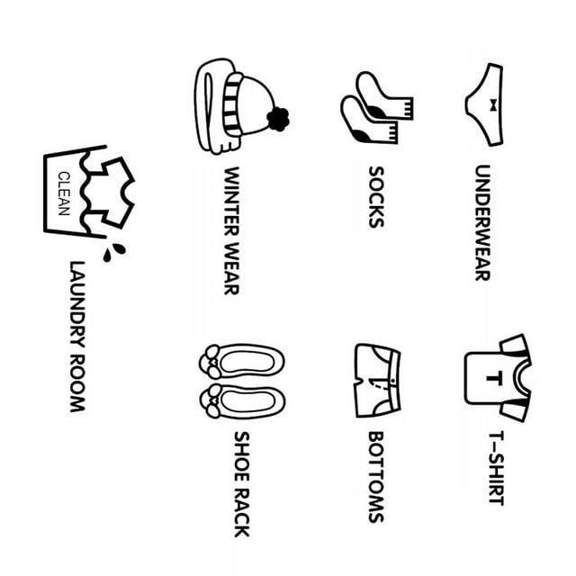 Wardrobe Sticker Removable Closet Decal Logo Home Children Underwear Classification 7 Pictures Clothing Organizer Label Wall