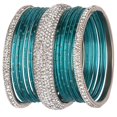 thumbnail image 5 of Efulgenz Indian Bangle Set Rhinestone CZ Crystal Bangle Plain Metal Bangles Bracelet Jewelry for Women Size-2.6, Green, 5 of 5
