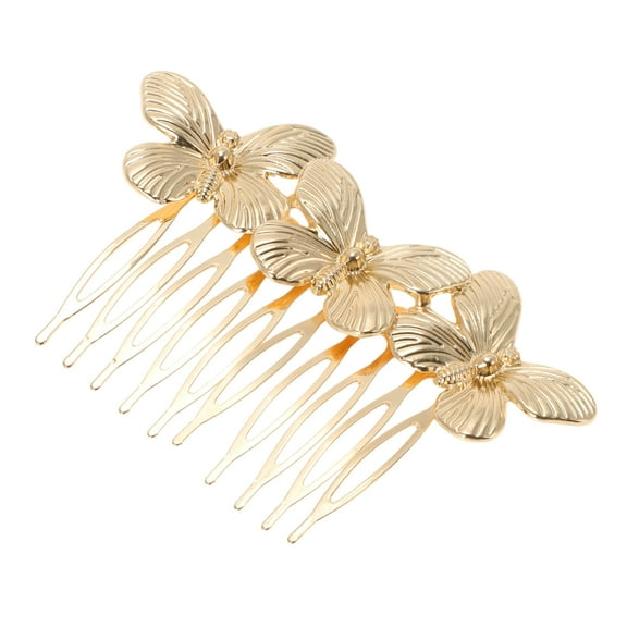 Unique Bargains 1 Pc Women's Vintage Butterfly Side Comb for Parties Gold Tone Alloy