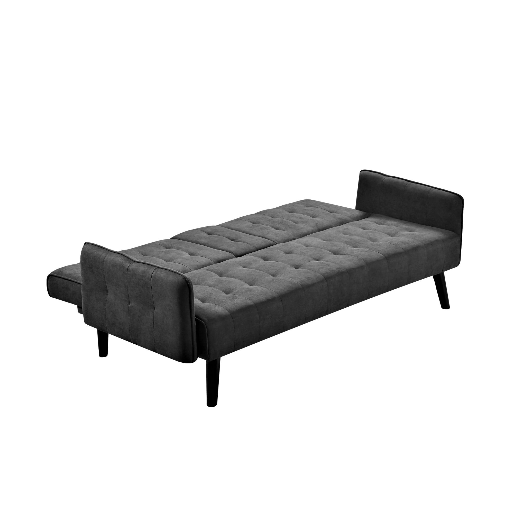 BSHTI 72" Linen Sleeper Sofa Bed with Folding Backrest,Adjustable Back, Drop-Down Table with Cup Holder for Living Room（Dark Gray）