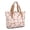 Bichon Frise and Flowers Pink Pattern, variant on Dachshund and Floral Cream Pattern Large Tote Bag for Women, Polyester Roomy Travel Tote with Pockets and Zipper, Lightweight Gifts Ideas for Mom Wife Friend