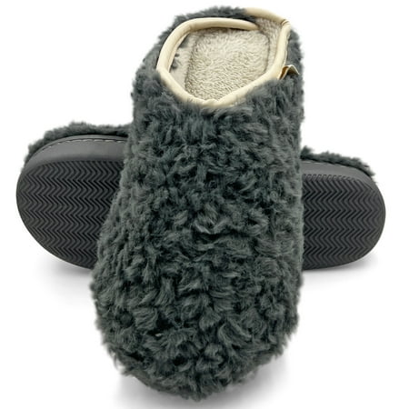 

LAVRA Women s Faux Fur Lined Slippers Furry Bedroom Hard Botton Shoes