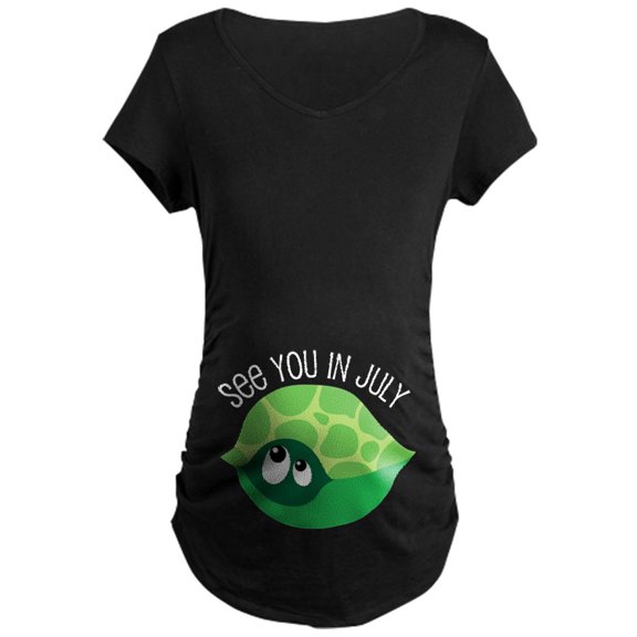 CafePress - July Due Date Turtle Belly Print Maternity Dark T - Maternity Dark T-Shirt