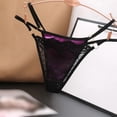 thumbnail image 3 of Lace Tiny Thong Women See-Through Sexy Lingerie Low Waist Briefs Hollow Out G-String Breathable Cotton Crotch Underwear, 3 of 5