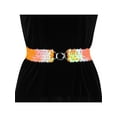 thumbnail image 4 of INSPIRE CHICWomens Plus Size Stretchy Skinny Waist Belts Shiny Sequins Decor Elastic Belts for Dresses 64cm/25.19" Orange, 4 of 6