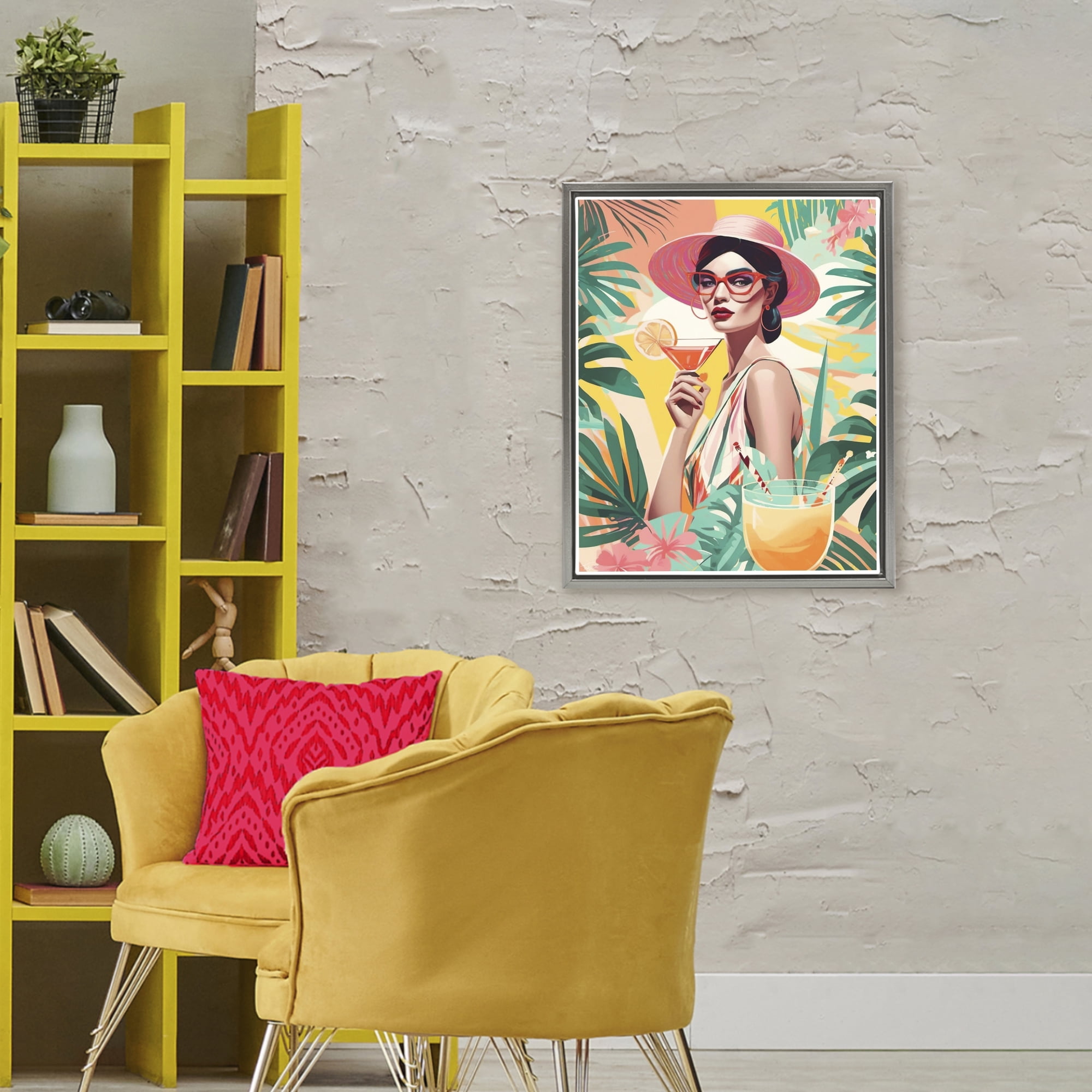 Stupell Industries Exotic Summer Cocktail Gray Framed Floater Canvas Wall Art, design by Tabz Jones