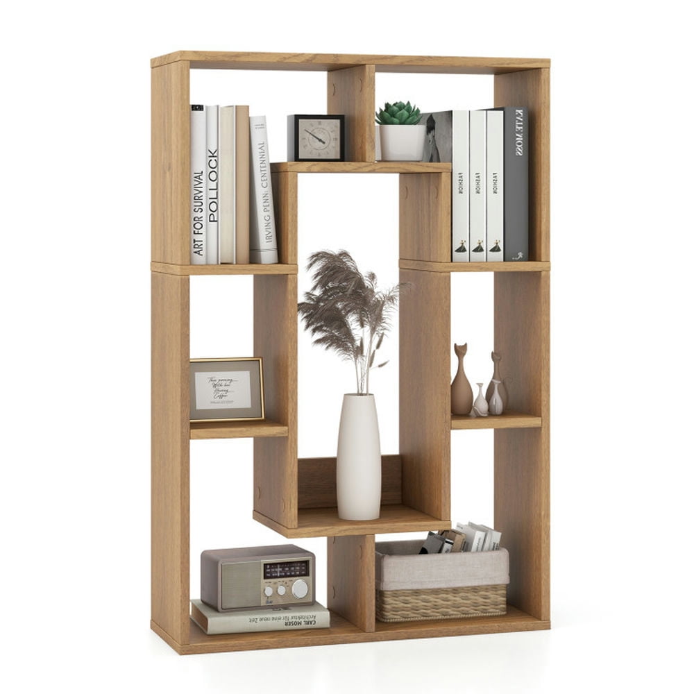 Demi Bonn 7-Cube Geometric Bookshelf, Modern Decorative Open Bookcase, Brown