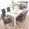 thumbnail image 2 of Dining Chair Cover Set Stretch Spandex Short Dining Chair Protective Cover Removable Chair Protector Seat Covers for Dining Room Wedding Banquet Party (White+Black, 4 Pack), 2 of 8