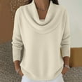 thumbnail image 2 of Cozy Sweaters for Women Knitted Casual Loose Pullover Fashion Cowl Neck Long Sleeve Fall Winter Clothes Trendy Tops Beige M, 2 of 5