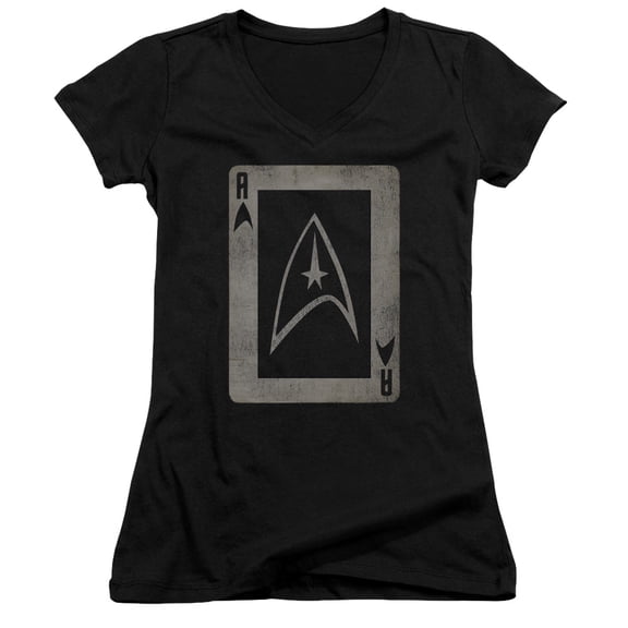 Star Trek Tos Ace Junior Women's V-Neck T-Shirt Black