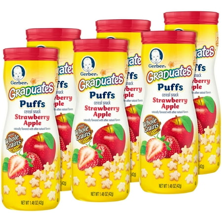Gerber Graduates Puffs Cereal Snack, Strawberry Apple, Naturally