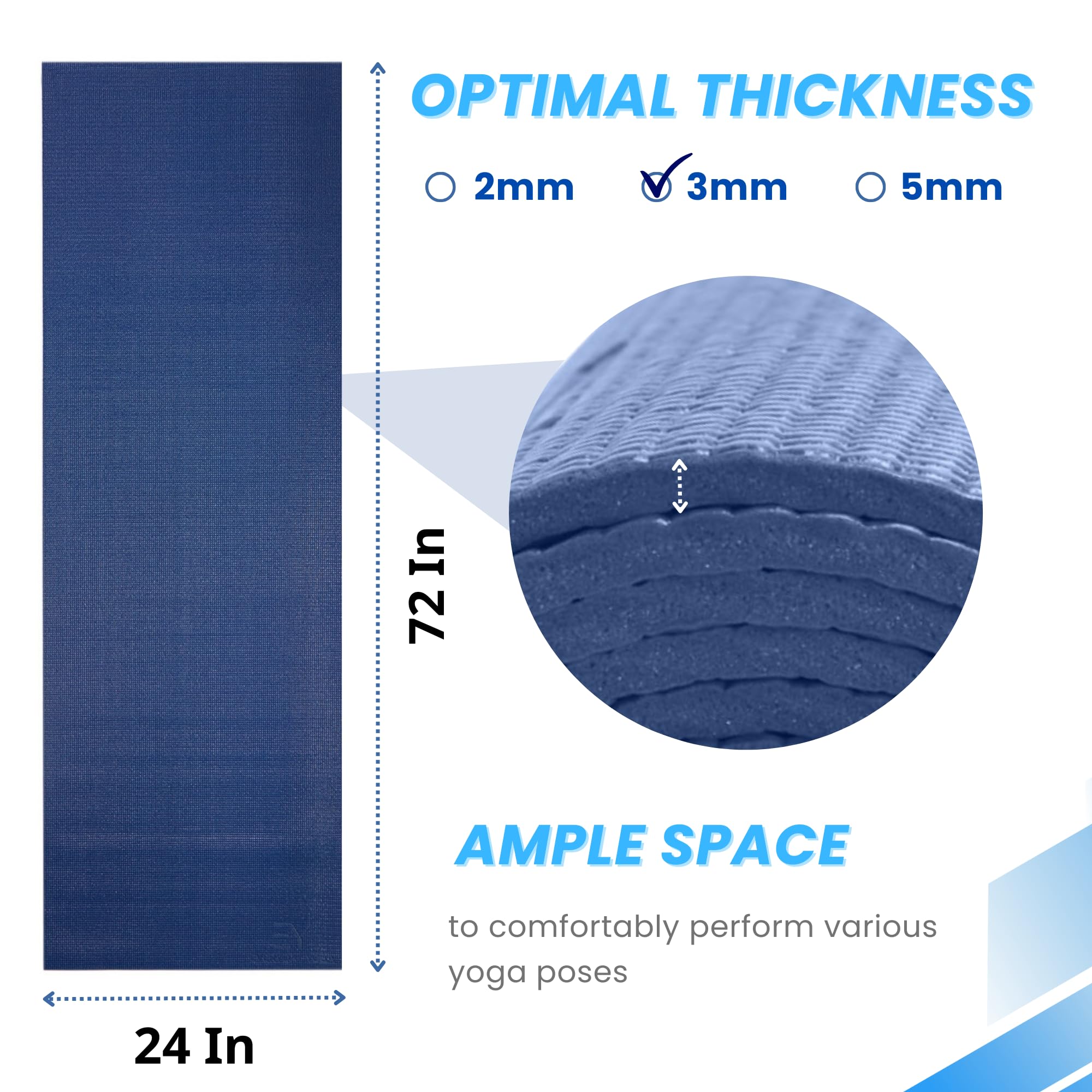 Everyday Yoga Lightweight 72-Inch Anti-Microbial Yoga Mat with Sticky Grip, Premium Materials
