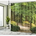 thumbnail image 5 of Ambesonne Forest Shower Curtain, Wooden Bridge over Pond, 69"Wx75"L, Green Brown, 5 of 5