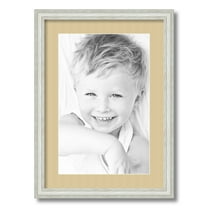 ArtToFrames 15x21 Matted Picture Frame with 11x17 Single Mat Photo Opening Framed in 1.25 Off White Wash on Ash and 2 Green Whisper Mat (FWM-4098-15x21)