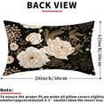 thumbnail image 3 of Vintage Peony Roses Floral Plant Lumbar Pillow Covers 12X20 Inch Set of 2 Chinoiserie White Flower Leaves Decorative Pillow Cases Black Gold Cushion Case Vintage Home Decor for Sofa Couch Outdoor, 3 of 6