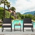 thumbnail image 3 of 3 Piece Patio Furniture Sets Wicker Patio Chairs Rattan Outdoor Bistro Set Outdoor Furniture for Backyard Porch Poolside Lawn,Grey Cushion, 3 of 7