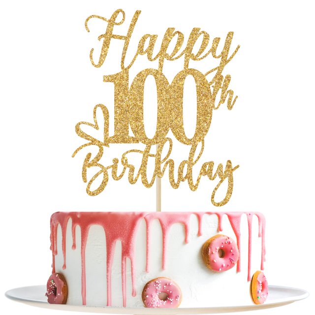 Decoración para tartas Yotawebery con purpurina dorada para fiesta de 100 años