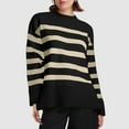 thumbnail image 5 of Fengqque Sweaters for Women Crewneck Long Sleeve Striped Color Block Loose Knit Pullover Sweater Tops Black L(L), 5 of 6