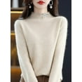 thumbnail image 1 of Chandail en Cachemire 100 % Laine pour Femmes Chandail Tricoté Col Manches Vêtements Chauds Hauts, 1 of 5