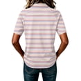 thumbnail image 7 of Garbnen Striped Women's Polo Shirts Raglan Collared Henley Women Short Sleeve Shirts Color Block Casual Dressy Business Women's Golf Shirt L, 7 of 7