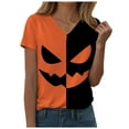 thumbnail image 5 of YDFCWXW Halloween Shirt for Women Shirt Funny Top Loose Fit V-Neck T-Shirt Short Sleeve Tee Gold, XL, 5 of 7
