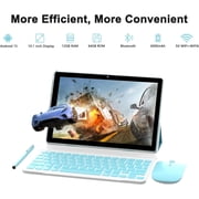 10 inch Android 15 Tablet with Keyboard, 12GB RAM+64GB ROM+1TB Expend Tableta, 1.8Ghz Quad-Core Processor, 2 in 1 Tablet with Case/ Mouse/ Stylus/ 8MP Camera/ 6000mAh Battery/ 1280x800 HD Display