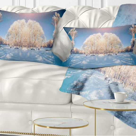 Designart Horizontally Flipped Winter Trees - Seashore Throw Pillow - 12x20
