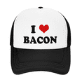 thumbnail image 2 of I Heart Bacon Love Food Funny Trucker Hat Mesh Cap Unisex Black, 2 of 5