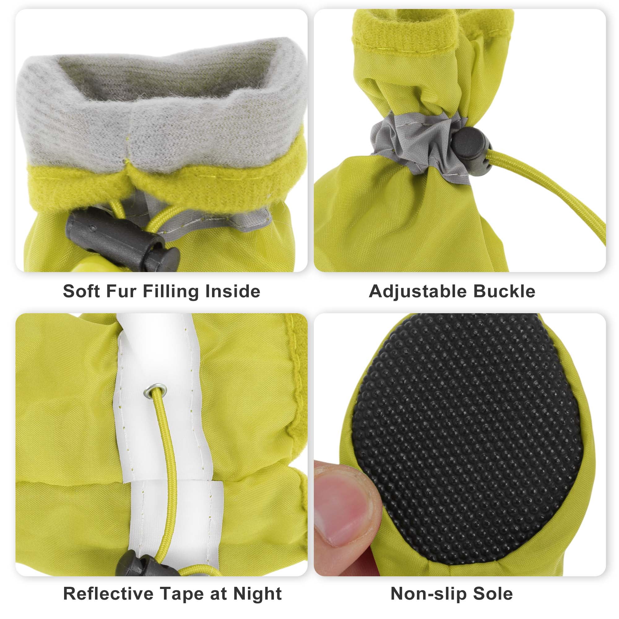 Unique Bargains Pack of 4 Waterproof Dog Shoes with Adjustable Straps Yellow XXS