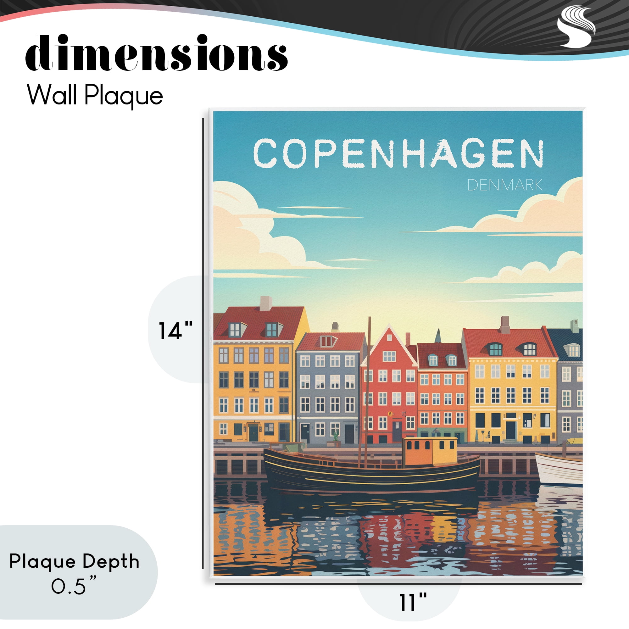 Stupell Industries Copenhagen Cityscape with River Wall Plaque Art, design by Andreas Magnusson