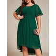 thumbnail image 4 of Vestido de cóctel Ever-Pretty Plus con cuello en V de gasa verde oscuro, 4 of 6