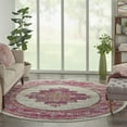 thumbnail image 3 of 8â€™ Round Ivory and Fuchsia Distressed Area Rug, 3 of 8