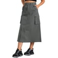 thumbnail image 4 of INSPIRE CHIC Women's Cargo Skirt Zip Midi Length with Pockets High Waisted Streetwear Casual Skirts XL Gray, 4 of 6