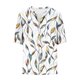 thumbnail image 5 of Xuyuer Linen-Look Printed V-Neck 3/4 Sleeve Shirt - Women's Roll-Tab Sleeve Blouse for Coastal Weekend Getaways, Art Gallery Openings, and Effortlessly Tailored Bohemian Chic Top, 5 of 5