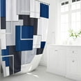 thumbnail image 2 of Navy Blue Fabric Shower Curtain - Geometric Shower Curtain Set with 12 Plastic Hooks, Water Repellent, Machine Washable, Modern Decorative Polyester Cloth Shower Curtains for Bathroom - 72x72, 2 of 6