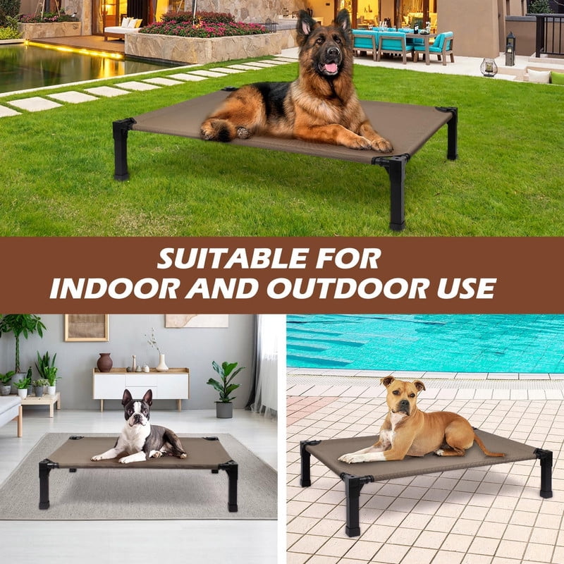 Elevated Dog Bed with Chew Proof Washable Breathable Mesh and Metal Frame, Portable No-Slip Feet for Outdoor or Indoor Use