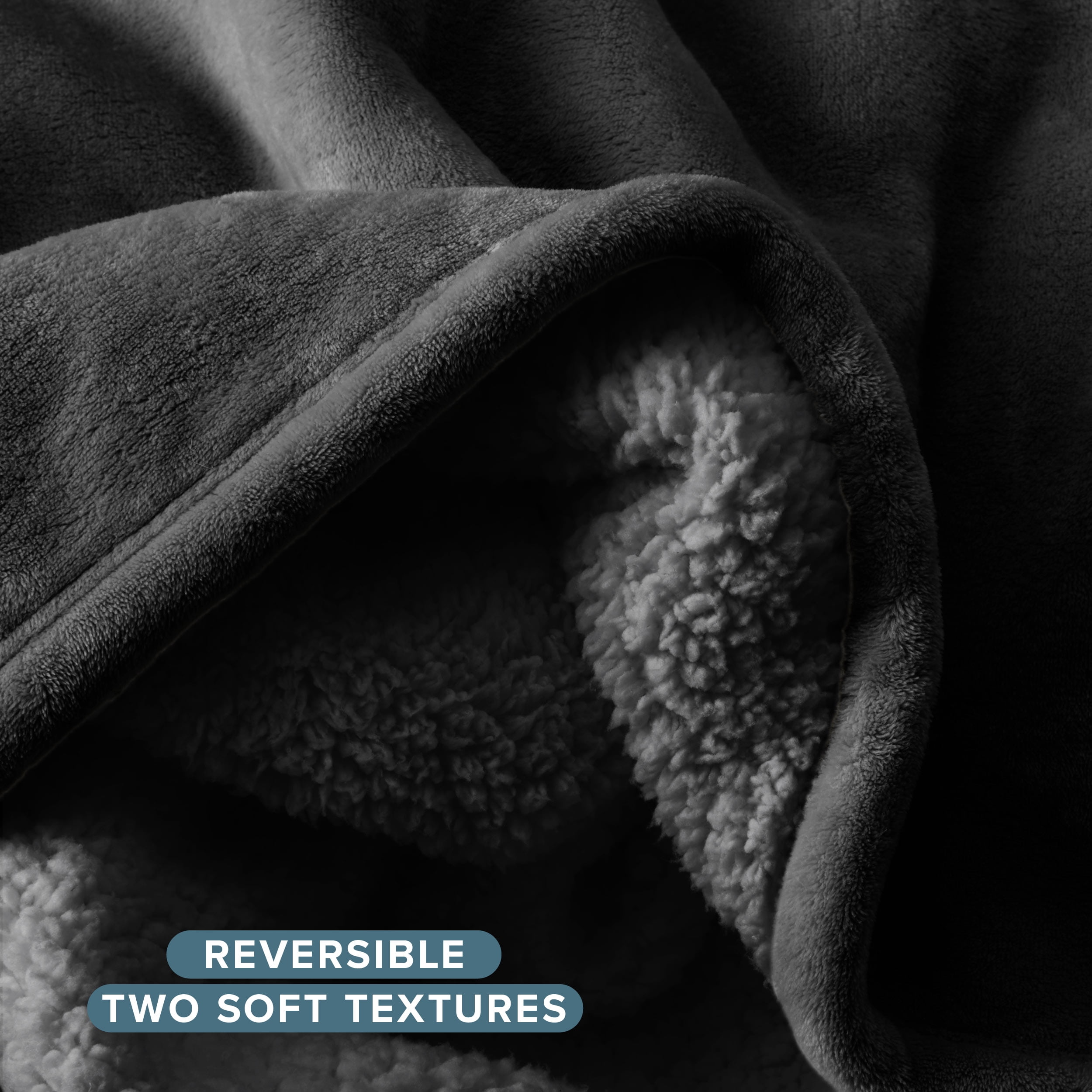 Bare Home Plush Sherpa Bed Blanket - Fluffy & Soft - Reversible - Lightweight - Twin/Twin XL, Black with Black Sherpa