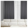 thumbnail image 4 of TiaGOC Faux Linen Room Darkening Curtains - 84 Inches Long Extra Wide Luxury Linen Curtains for Bedroom & Living Room (1 Panel), 100W X 84L, Dark Gravel, 4 of 9