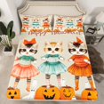 thumbnail image 2 of Manfei Lovely Cat Kitten Bed Sheets,Funny Pumpkin Lantern King Sheets,Kids Happy Halloween Sheet Set For Teens,Luxury Bedroom Decor,4-Piece, 2 of 7