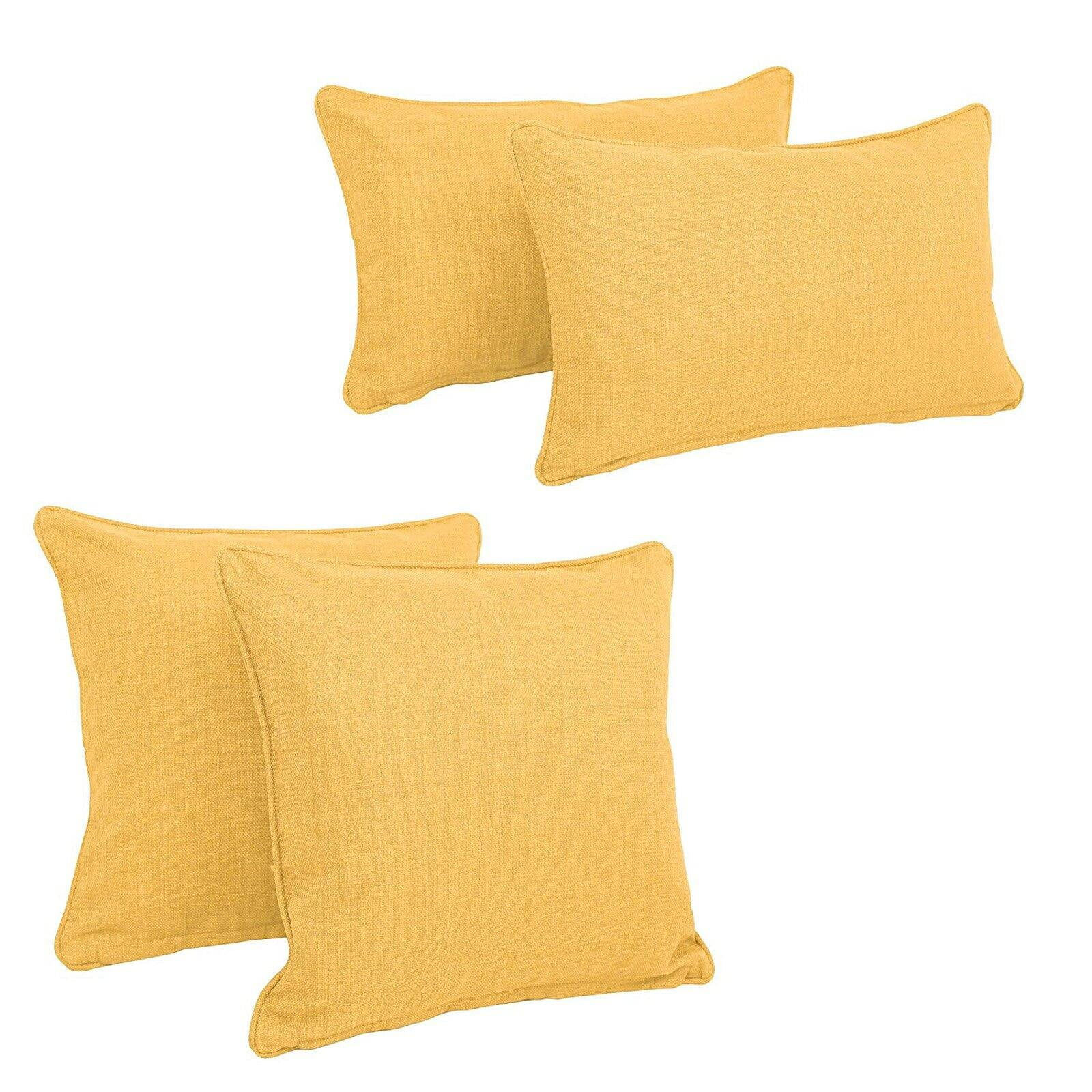 Blazing Needles 18” x 18” Aqua Blue Solid Polyester Decorative Pillows, Removable Cover (4 Count)