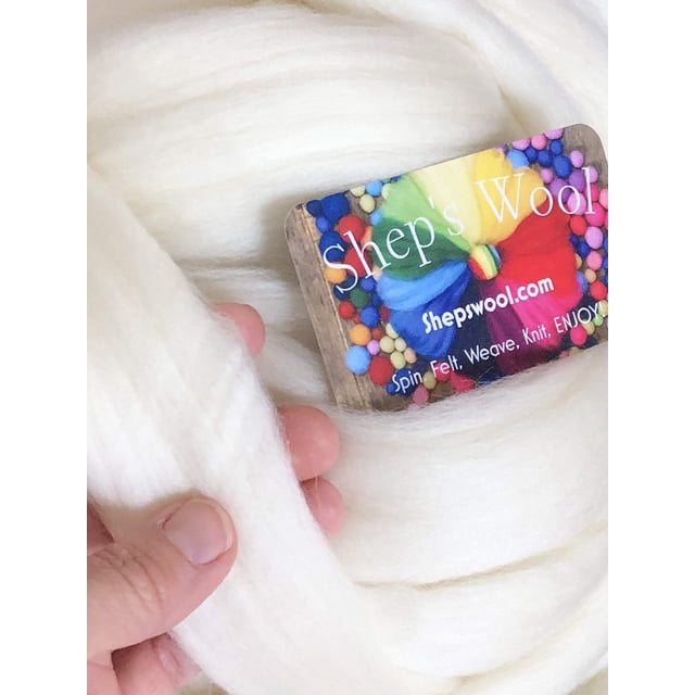 Wool Roving 1 lb Shep's Wool SOFT MERINO Wool for Spinning Hand Spinning Wool for Felting Wool Top Roving Spinning (1lb) Needle Felting Wool Wool Roving White Wool Roving