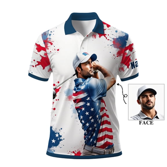 HOMYGIFTS Men’s Golf Polo – Custom Golfer Art with Colorful Mosaic Swirl, Perfect for Golf Enthusiasts