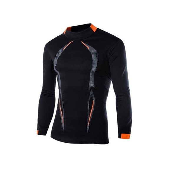Sunloudy Hombres Camisa Deportiva, Cuello Redondo Manga Larga Elástico Secado rápido Tops Fitness Running Ropa Casual Sunloudy moda