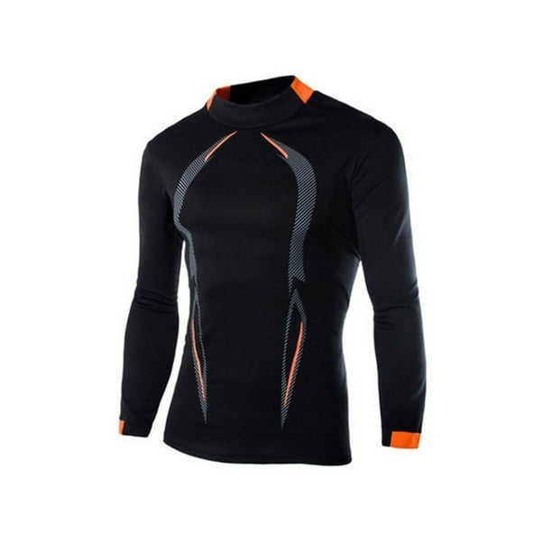 Sunloudy Hombres Camisa Deportiva, Cuello Redondo Manga Larga Elástico Secado rápido Tops Fitness Running Ropa Casual Sunloudy moda