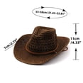 thumbnail image 3 of FUZHIQ Women's Crochet Straw Cowboy Hat, Wide Brim Woven Western Hat with Chin Cord, Summer Beach Hat for Travel, Outdoor Activities, 3 of 4