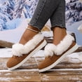thumbnail image 2 of Women's Cozy Furry Slip on Boots Winter Warm Plush Lined Walking Loafers Suede Warm Cozy Flat Mules Shoes Brown Size 9, 2 of 6