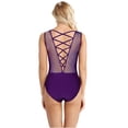 thumbnail image 2 of iEFiEL Women Sleeveless Mesh Splice Ballet Dance Leotard Yoga Gymnastics Bodysuit, 2 of 6